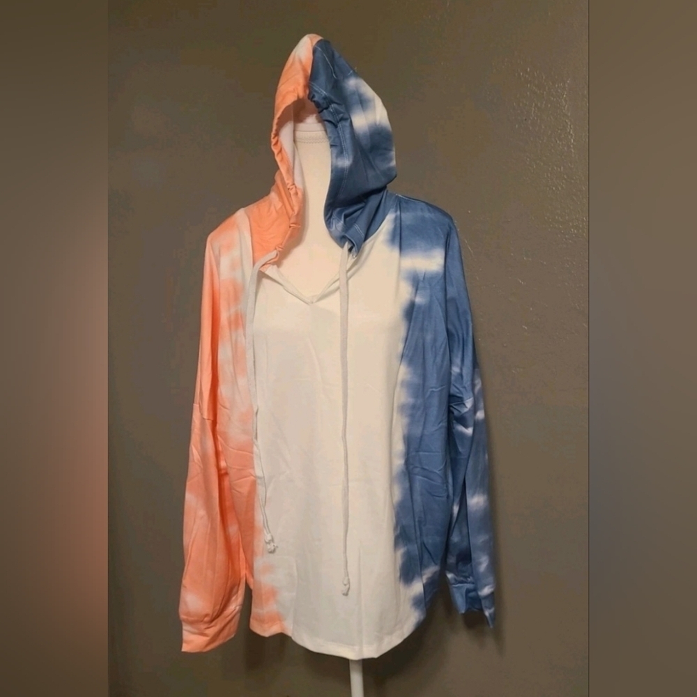 Tie-Dye Comfy Verstile Hooded Womens Sweatshirt NWOT Large No Pockets - Picture 9 of 9